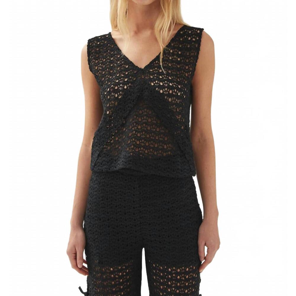 NEW ALOHAS kioko black knit top in black